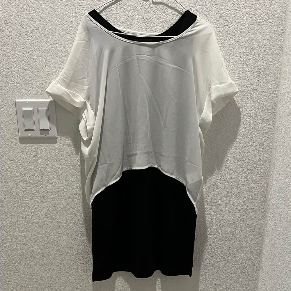 Jeanasis Two-Tone Black & White Overlay Dress
